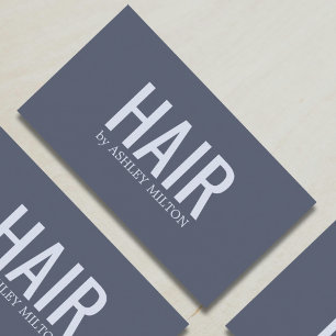 Minimalist Elegant Blue Bold Hair Salon Business Card