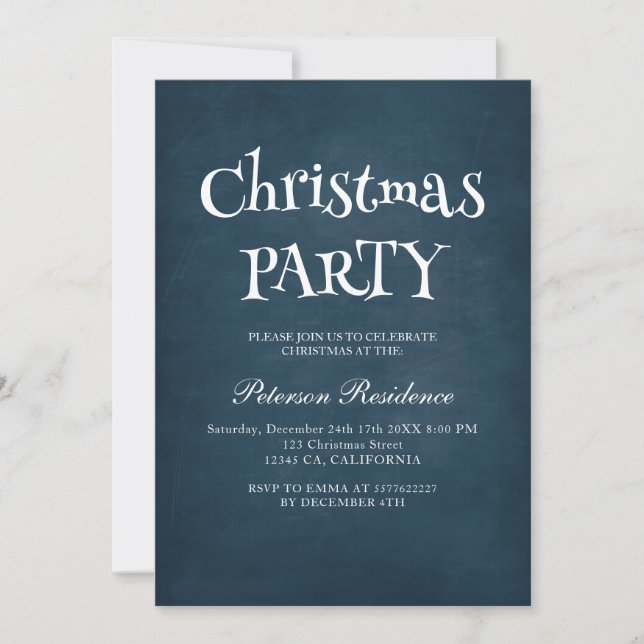Minimalist Elegant Blue Christmas Party  Invitation (Front)