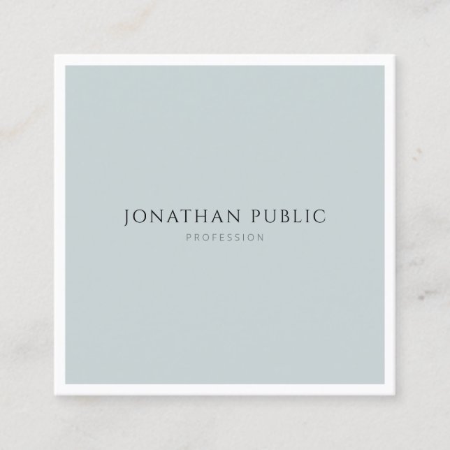 Minimalist Elegant Blue Green Simple Modern Plain Square Business Card (Front)