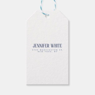 Minimalist Elegant Blue & White Bold Retro Gift Tags