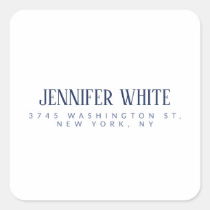 Minimalist Elegant Blue & White Bold Retro Square Sticker
