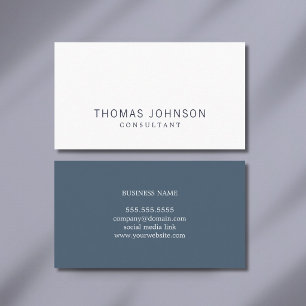 Minimalist Elegant Blue White Consultant Business Card