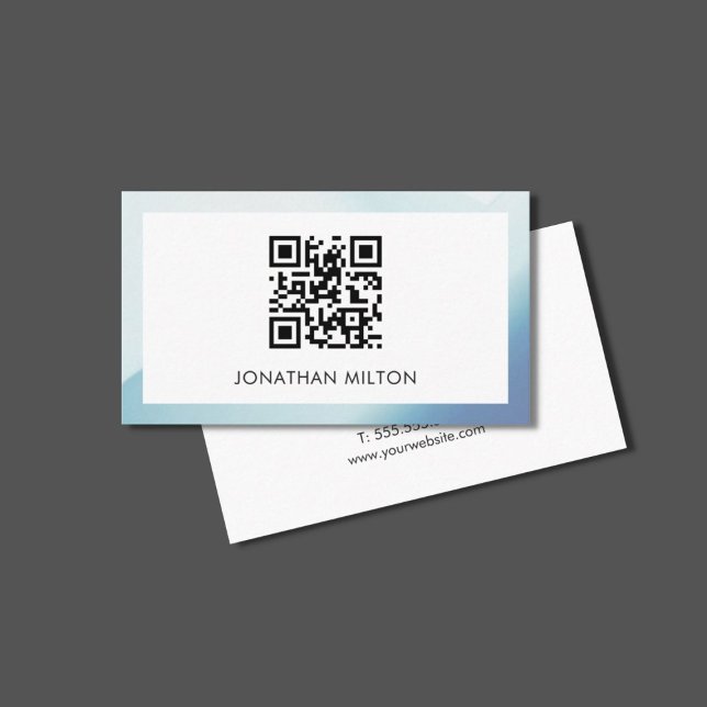 Minimalist Elegant Blue White Consultant QR code Business Card (Creator Uploaded)