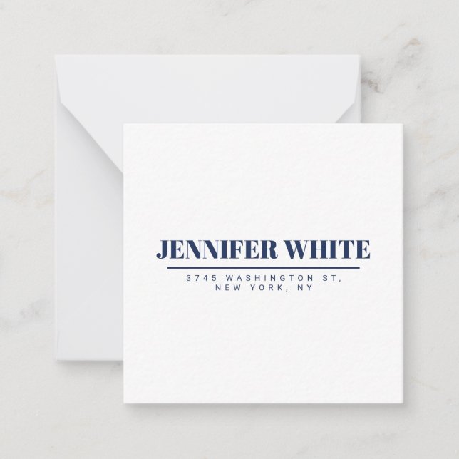 Minimalist Elegant Blue & White Plain Retro Card (Front)