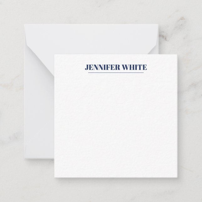 Minimalist Elegant Blue & White Plain Retro Card (Front)