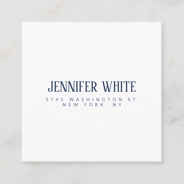 Minimalist Elegant Blue & White Plain Retro Enclosure Card (Front)