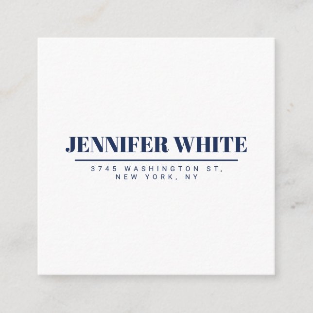 Minimalist Elegant Blue & White Plain Retro Enclosure Card (Front)