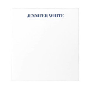 Minimalist Elegant Blue & White Plain Retro Notepad