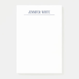 Minimalist Elegant Blue & White Plain Retro Post-it Notes