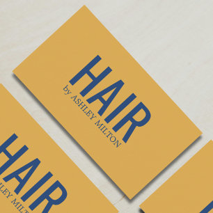 Minimalist Elegant Blue Yellow Bold Hair Salon Business Card
