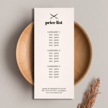 Minimalist Elegant Blush Hair Salon Price List