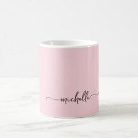 Minimalist Elegant Blush Pink Monogram Name Script