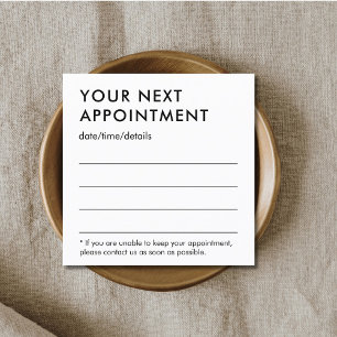 Minimalist Elegant Bold Black White  Appointment Card