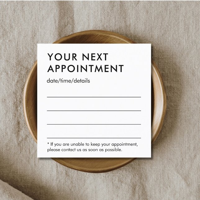Minimalist Elegant Bold Black White  Appointment Card (Creator Uploaded)