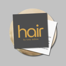 Minimalist Elegant Bold Golden Dark Grey Salon