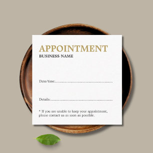 Minimalist Elegant Bold White Golden Yellow  Appointment Card