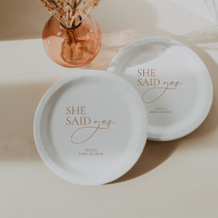Minimalist Elegant Bridal Shower White Paper Plate