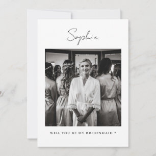 Minimalist Elegant Bridesmaid Photo Proposal Card