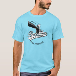 Minimalist Elegant Brooklyn Design Blue Shirt