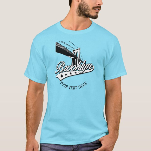 Minimalist Elegant Brooklyn Design Blue Shirt (Front)