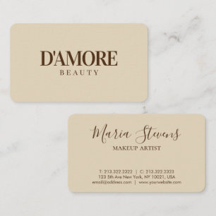 Minimalist Elegant Brown Beige Typography Business Card