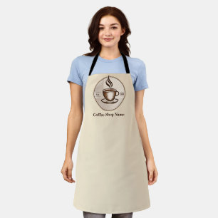 Minimalist Elegant Brown Coffee business logo shop Apron