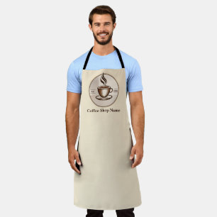 Minimalist Elegant Brown Coffee business logo shop Apron