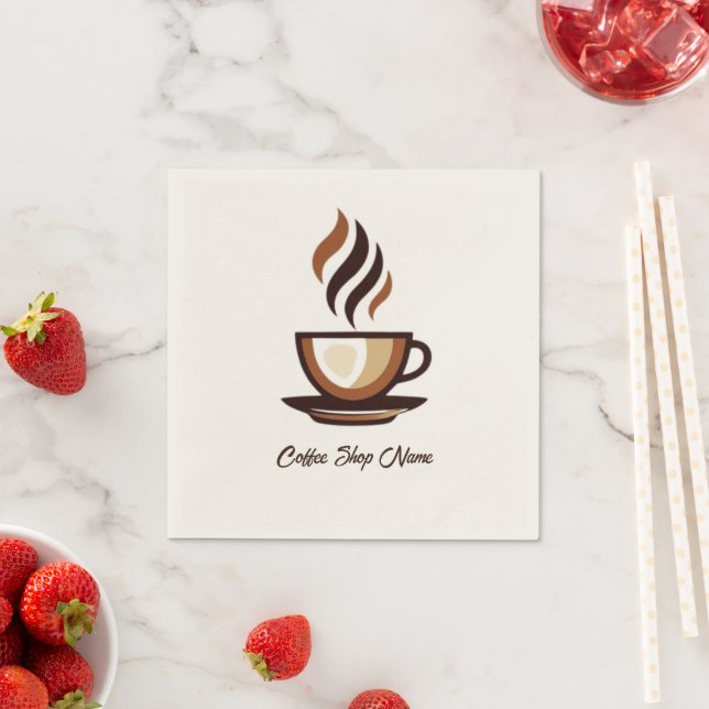 Minimalist Elegant Brown Coffee business logo shop Napkin (Insitu)