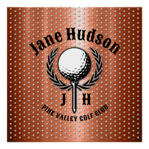 Minimalist Elegant Brushed Copper Golf Design Poster