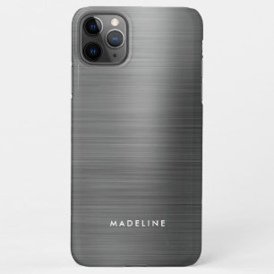 Minimalist Elegant Brushed Metal Silver Gray iPhone 11Pro Max Case