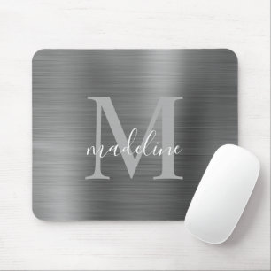 Minimalist Elegant Brushed Metal Silver Gray Mouse Mouse Mat