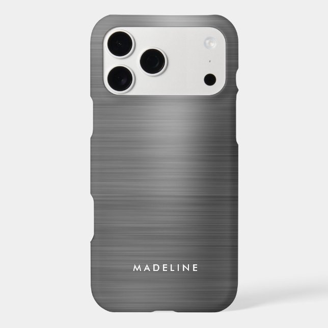 Minimalist Elegant Brushed Metal Silver Grey (Back)