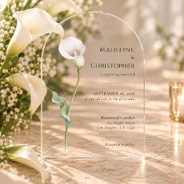 Minimalist Elegant Calla Lily Wedding Acrylic Invitations