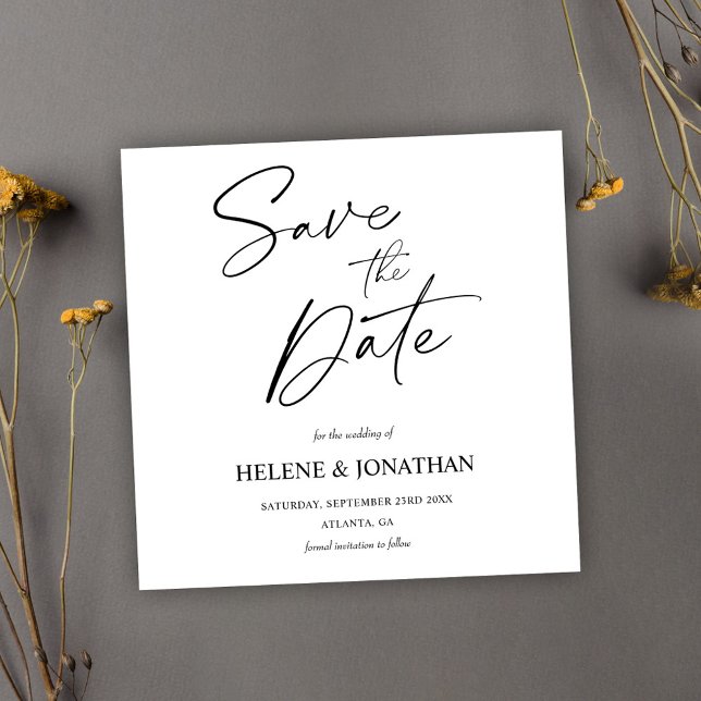 Minimalist Elegant Calligraphy Modern Wedding Save The Date (Minimalist Elegant Calligraphy Modern Wedding Save The Date)