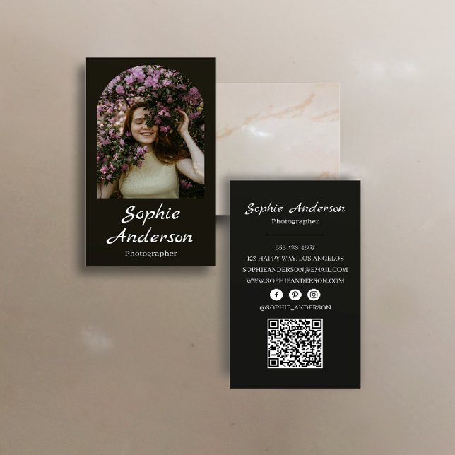 Minimalist Elegant Calligraphy Script Photography  Business Card (Creator Uploaded)