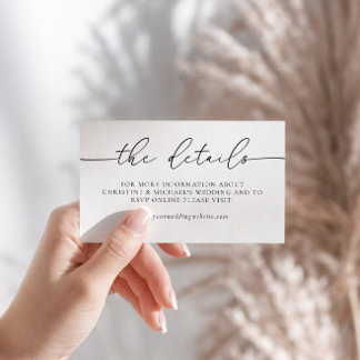 Minimalist Elegant Calligraphy Wedding Details Enclosure Card