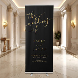Minimalist Elegant Calligraphy Wedding Welcome Retractable Banner