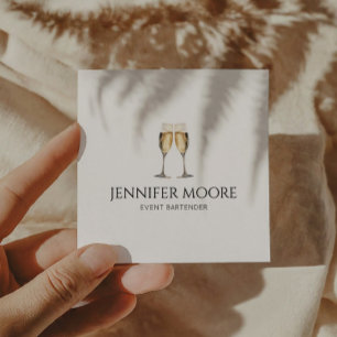 Minimalist Elegant Champagne Flute Glasses Custom  Square Business Card