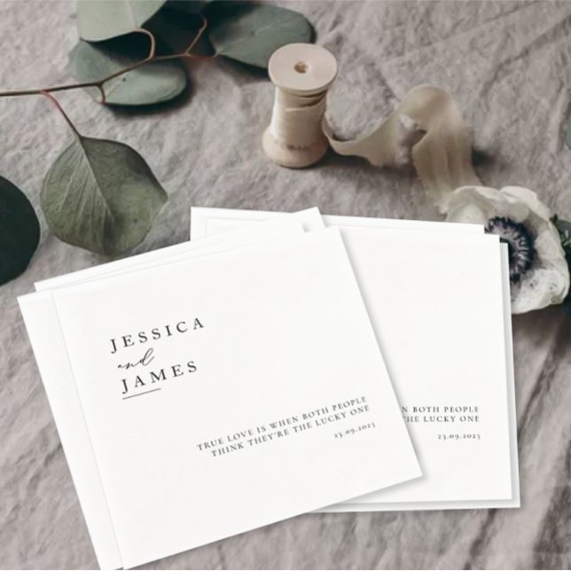 Minimalist Elegant Chic Black and White Wedding Napkin (Creator Uploaded)