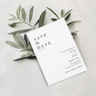 Minimalist Elegant Chic Black and White Wedding Save The Date
