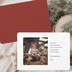 Minimalist Elegant Chic Simple Christmas Photo Red Holiday Card
