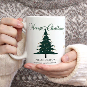 Minimalist Elegant Christmas Tree Snowflakes Mug