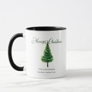 Minimalist Elegant Christmas Tree Watercolor Mug