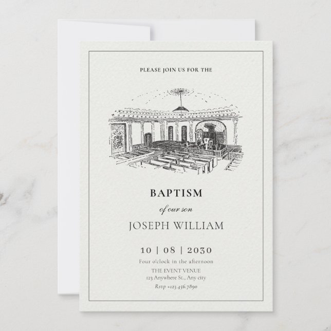 Minimalist elegant church baptism invitation (Front)