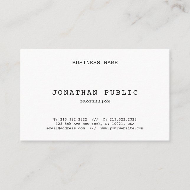 Minimalist Elegant Classic Template Nostalgic Look Business Card (Front)