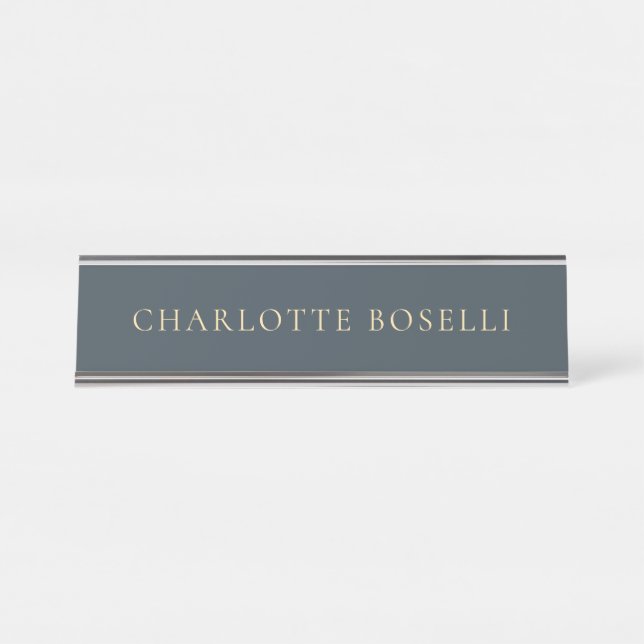 Minimalist Elegant Classical Professional Charcoal Desk Name Plate (Front)