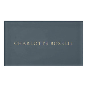 Minimalist Elegant Classical Professional Charcoal Name Tag