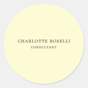 Minimalist Elegant Classical Professional Cream Classic Round Sticker