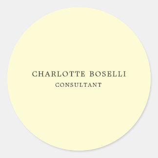 Minimalist Elegant Classical Professional Cream Classic Round Sticker