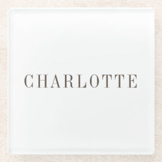 Minimalist Elegant Classical Professional Name Glass Coaster